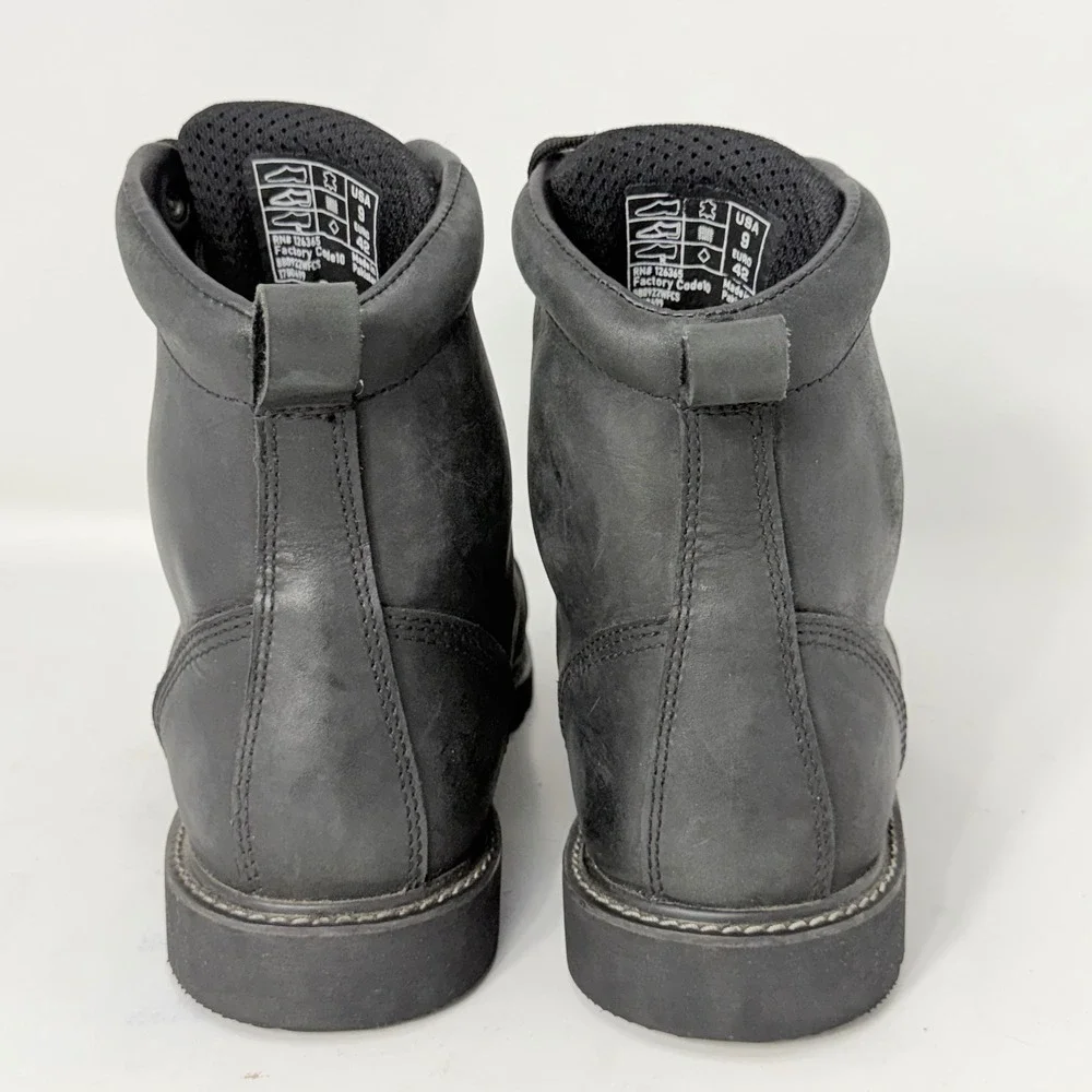 Street & Steel Mens Black Leather Motorcycle Boots Cap Toe BB0922WFCS Size 9